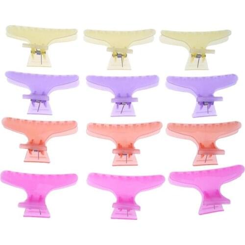 12pcs/Set Butterfly Hair Clips Woman Girls 4 Color Hairpins Styling Holding Tools Hair Section Claw Clamps Salon Hair Accessory