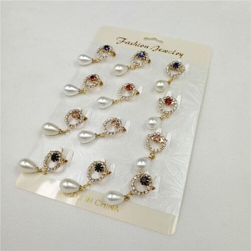 12pcs/lot Ins Fashion Drop Pearl Scarf Clips For Women Muslim Hijab Needle Headscarf Collar Clips High Quality Brooch Safety Pin