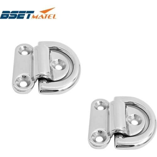 2PCS Mirror Polish Marine Grade 316 Stainless Steel Boat Lashing D Ring Tie Down Cleat for Yacht Motorboat Truck