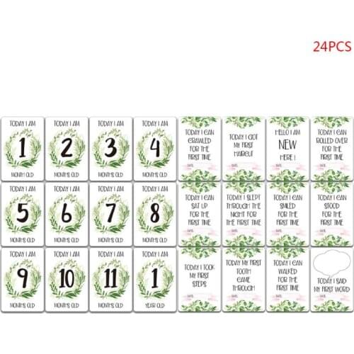 24 Pcs/set Funny Cartoon Baby Milestone Month Stickers Card Newborn Photo Props