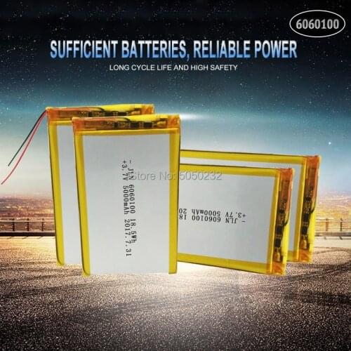 4pc 5000mAh 3.7V 6060100 Polymer Lithium LiPo Rechargeable Battery For GPS PSP DVD PAD Tachograph power bank Speaker