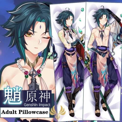 Anime Accessories Xiao Cosplay Pillowcase Hot Game Genshin Impact Adult Pillow Peach Skin Velvet HD Printing Props Halloween