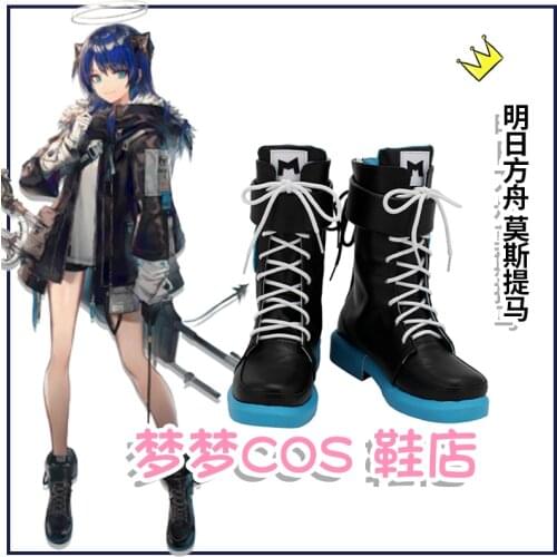 Anime Mostima Cosplay Boots Game Arknights RHODES ISLAND Combat Gear Sorceress Uniform Costume Halloween Women Wigs shoes