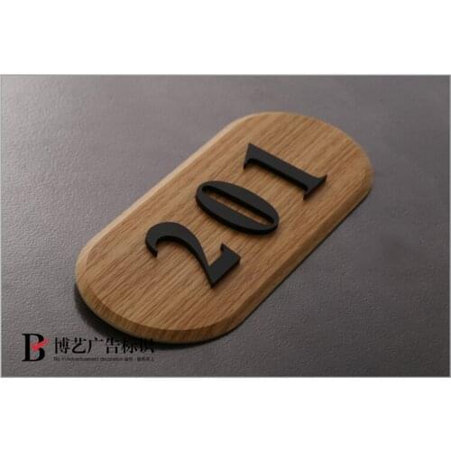 1pcs Custom wood grain digital house number posted community hotel room number plate number home hotel room number plate to do