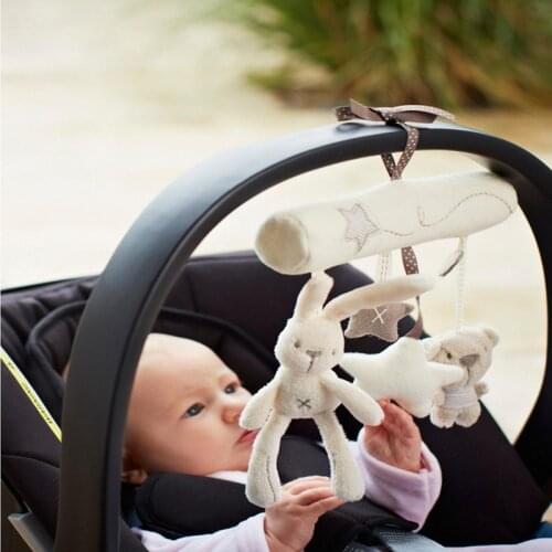 Rabbit music hanging bed safety seat baby plush toy Hand Bell Multifunctional Plush Toy Stroller Mobile Gifts