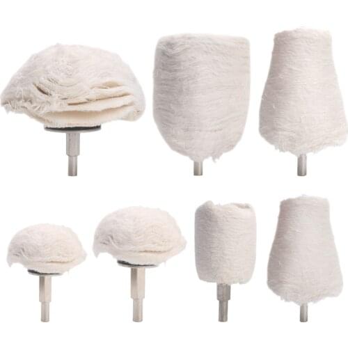 7 PC Pure Cotton Cloth Polishing Buffing Wheel Kit with Shafts Set Used with Polishing Machine or Electric Grinder