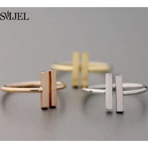 Fashion Double Bar Cuff Rings for Women Korean Minimalist Geometric Knuckle Finger Ring Cocktail Jewelry 2021 Party Gifts