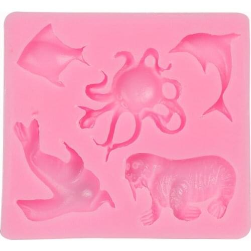 Sea Animals Silicone Cake Mold Dolphin Octopus Sea Lion Walrus Chocolate Fondant Mold Cake Decoration Sugar Craft Tools