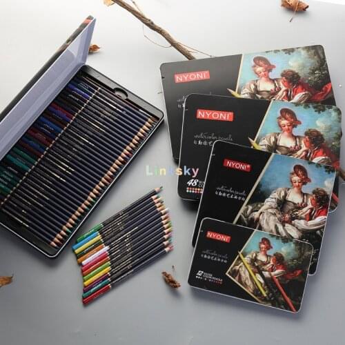 NYONI 12,24,36,48,72,100 Water Color Wooden Pencil Set Artists Drawing Sketching Art Oil Kit Soft,Students Coloring Art Supplies