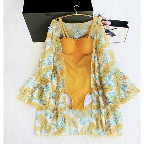 2020 new swimwear one piece women push up yellow Solid Swimsuit Sexy Monokini Girls Beach Bathing Suits High Waist Female Bodysu