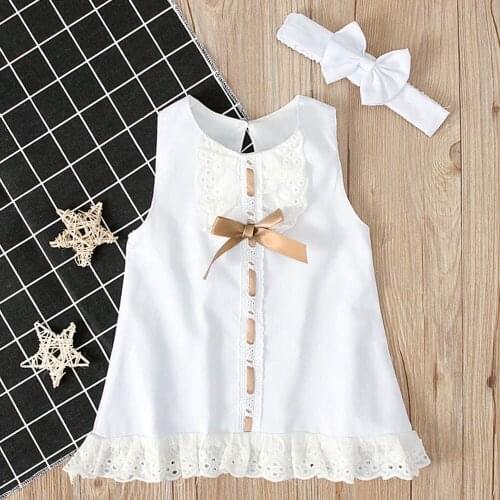 AmyaBaby First Birthday Girl Party Dress Sleeveless Solid Color Bow Princess Baby Summer Dresses Infant Clothing