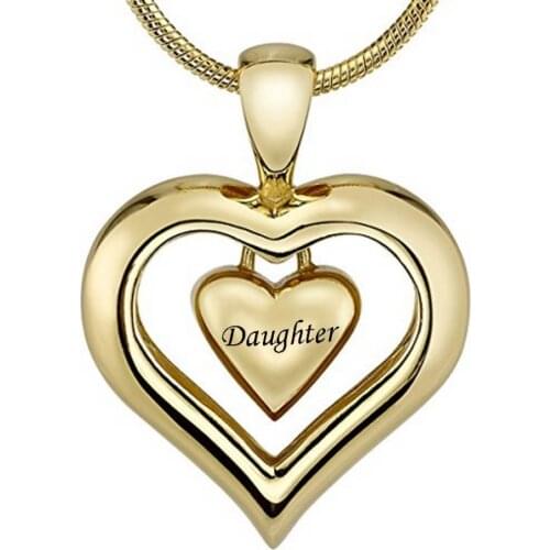 Heart Gold Finish Cremation Jewelry Urn Pendant Memorial Keepsake Necklace for Ashes with 20' Snake Chain