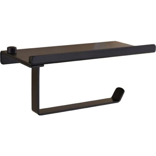 Practical Toilet Paper Holder with Shelf Wall Mounted Mobile Phone Paper Towel Holder Decorative Bathroom Roll Paper Holder