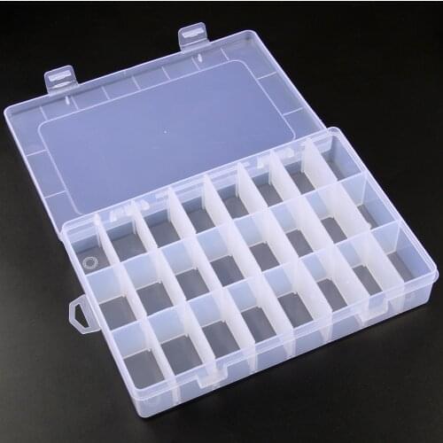 24 grid fixed storage box transparent PP plastic box jewelry accessories box parts sorting box components packaging box