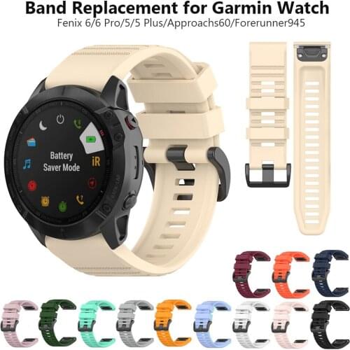 Silicone Bands for Garmin Fenix 5 Plus 6 Pro Quatix 5 Approach S60 Strap Replacement Easy-fit 22mm Watchband Accessories Sports