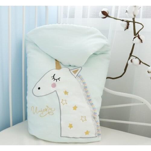 Newborn baby holding quilt pure cotton bag thickened baby quilt swaddling gift cartoon embroidery baby sleeping bag