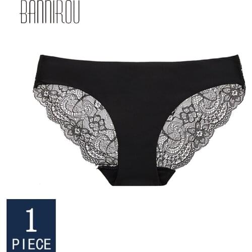 BANNIROU Seamless Briefs Panties Woman Lace Hollow Out Underwear Female Sexy Hot Sale New Soft Plus Briefs Underwear Woman 1 Pcs
