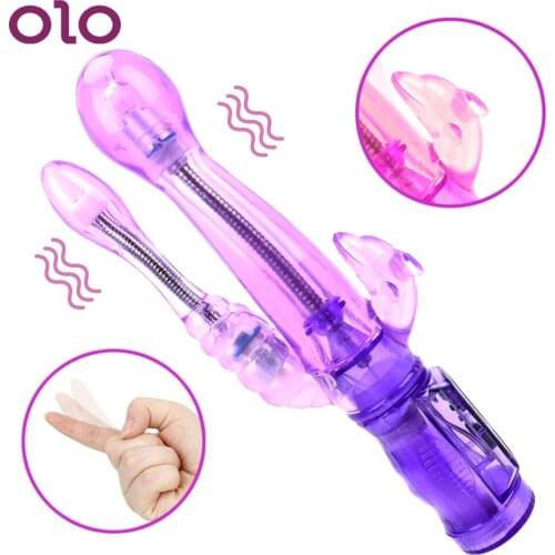 OLO Dildo Vibrator Triple Vibration Rabbit Vibrator Clitoris Vagina Stimulator G-spot Massager Erotic Sex Toys for Women 6 Speed
