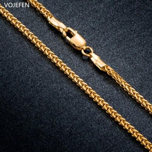 VOJEFEN AU750 18k Real Gold Rope Chain Necklace Men Chain Neck Women Chains Twist Rope Chain Various Lengths Real Jewelry