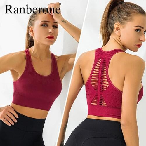 2020 Sport Bras Women Sexy Mesh Brathable Sport Top Push Up Female Gym Fitness Sports Underwear Seamless Mujer Running Yoga Bra