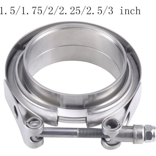 1.5/1.75/2/2.25/2.5/3 inch Stainless Steel V Band Clamp V-band Exhaust Flange 76mm Turbo Exhaust Vband V Clamps Kit Flange Clamp