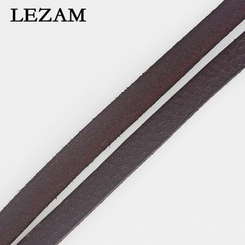 1meter 10*2mm Fashion Genuine Leather Dark Brown Flat Leather Cord For Diy Bracelet Jewelry Making Rope Cord Accessories Bijoux