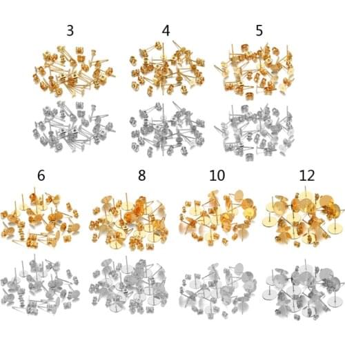 100Pcs DIY Stainless Steel Flat Pads Stud Earring Posts and Backs Jewelry Making B36D