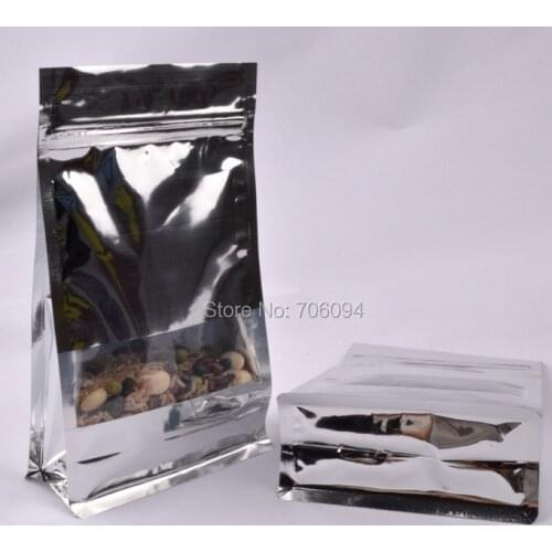 15x24+8cm(5.9''*9.4'')Side guesst aluminum foil bag with ziplock stand up Aluminum foil packing bag window 100pcs/lot