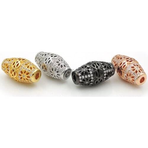 17*10*10mm Micro Pave Clear CZ Pierced Chubby Beads Fit For Making DIY Bracelets Or Necklaces Jewelry