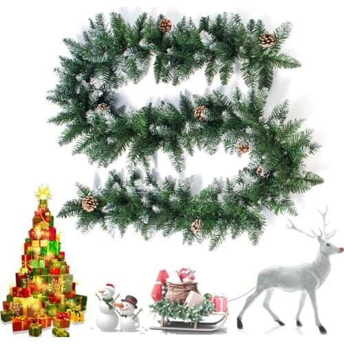 2.7M Artificial Green Christmas Garland Wreath Christmas Pine Tree Rattan Decor Christmas Cane 2.7m PVC Encrypted Christmas Cane