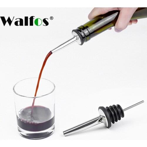 WALFOS 2pcs HOT Wine Stainless Steel Wine Oil Pourer Dispenser Spout Glass Bottle Pourer Black White