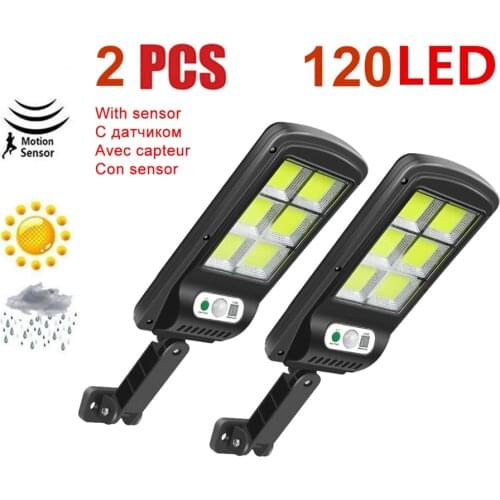 2pcs tabular oblong 120LED Solar Light Outdoor Motion Sensor Recharge Solar Wall Lamps Waterproof Emergency Led Street Garden Po
