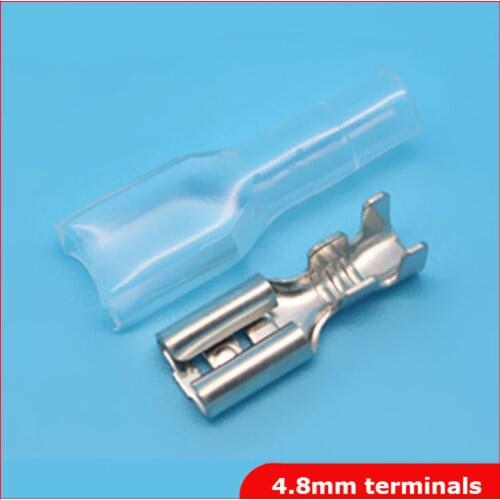 200Sets/Lot 4.8mm with transparent sheath inserted spring Crimp insulation Terminal Female Spade Connector Faston with insulator