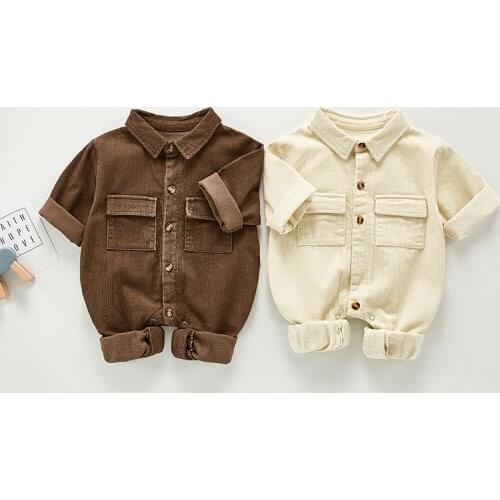 MILANCEL 2021 Spring Baby Clothes Corduroy Toddler Boys Rompers Turn Down Collar Infant Boys Suit Baby Outerwear