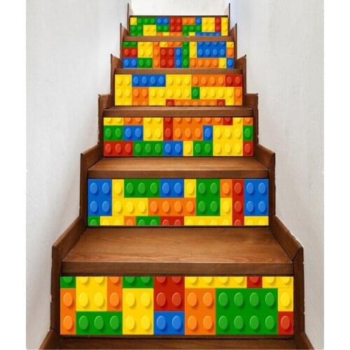 6pcs/set Colorful Mosaic Stair Stickers For Cooridor Self Adhesive PVC Staircase Wallpaper DIY Home Decor Stairs Mural Art Mural