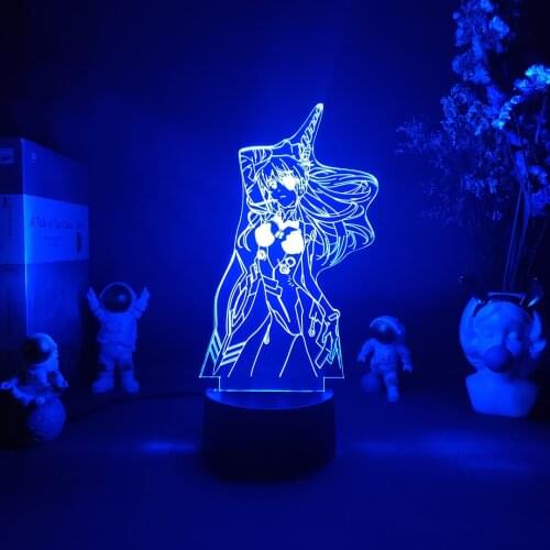 Anime Figure Asuka Langley Soryu 3D Visual Night Table Lamp otaku Bedroom Decoration RGB Flashing USB Lights with Touch Sensor