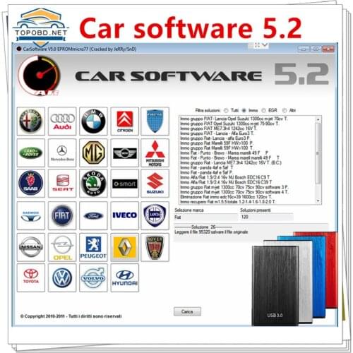 Car Software v5.2 EPRO Mmicro77 with crack file CarSoftware 5.2 immo off, EGR off and hot start fix tool car software