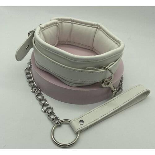 Bdsm Bondage Collar with Iron Chain Link Metal Hole Slave Collars,for Women Men Sexual Stimulation Flirting Neck Restraints Toys