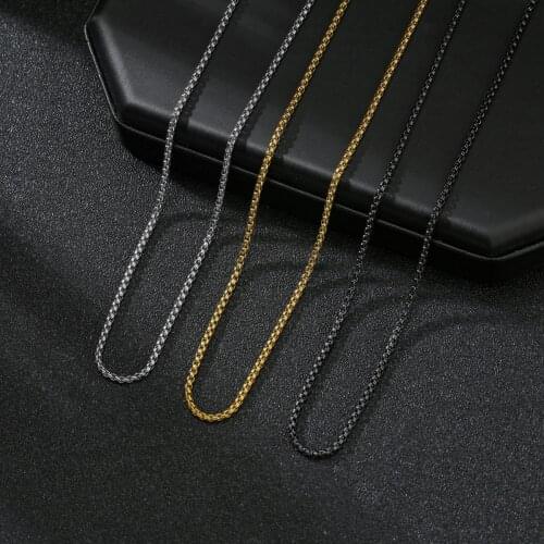 YWSHK Basic Punk Stainless Steel Necklace for Men Women Curb Cuban Link Chain Chokers Vintage Black Gold Tone Solid Metal