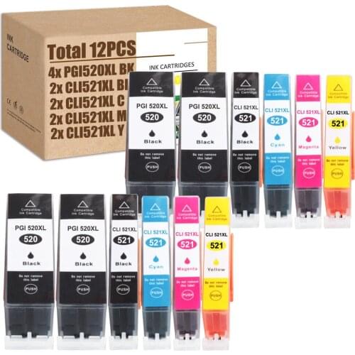For Canon 520XL Ink Cartridge 521XL Ink Cartridge Pixma MX870 MP540 MP550 MP560 MP620 MP630 MP980 MP990 MX860 iP4600 iP3600