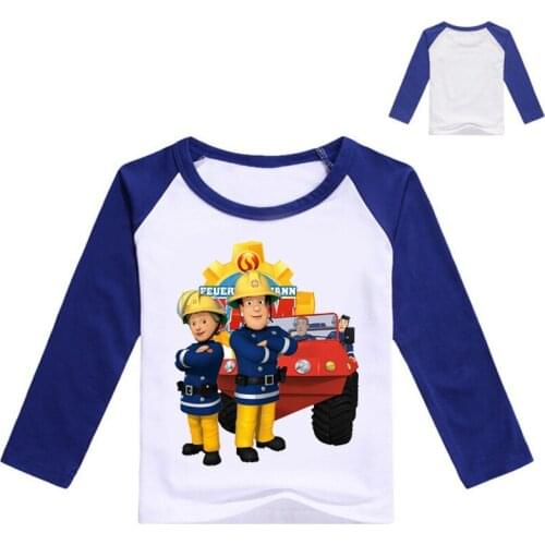 Kids Fireman Long Sleeve Tees Cartoon Roupas Boys Girls children Spring Auturn T-Shirt Tee Tops Children Costume Cosplay Clothes