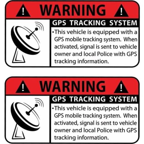 LLY-1238 2X Creative Car Sticker WARNING GPS TRACKING SYSTEM Decals PVC Auto Fashion Decoration Accessories Waterproof Decal