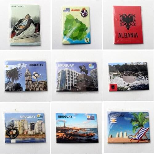 Hot Selling Uruguay Albania Metal wrapped TinPlate Fridge Magnets Paper Fridge Magnet Quality Souvenirs for world Attraction