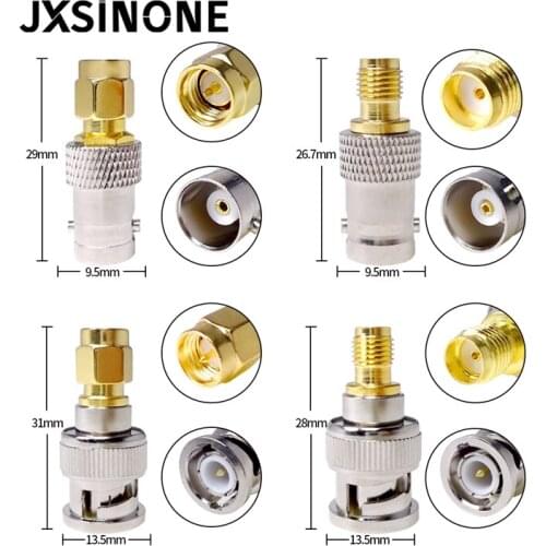 JXSINONE 4PC SMA to BNC Plug Connector Kit Male Female M/F Radio Antenna Adapter RF Coax Converter Coaxial