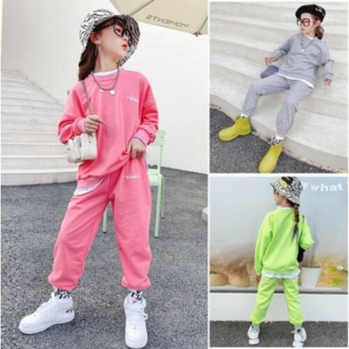 Korean Little Girl Loose High Quality Two-piece Suit Teenage Kids Christmas Outfits 12 14 Year Street Dance Sports Clothing Sets