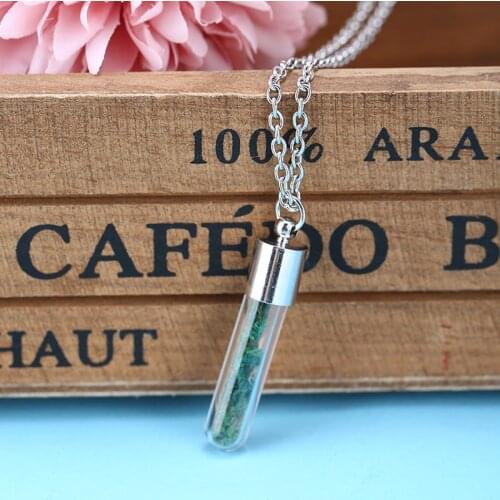 Creative Plant Necklace Bohemian Seaweed Sea Grasses Glass Bottle Pendant Chain Necklace Wishing Bottle Necklace Unisex Jewelry