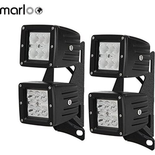 Marloo Windshield A-Pillar Lower Corner Mounting Brackets W/ 18W 3x3 Pods Led Work Light For 2007-2017 Jeep Wrangler JK