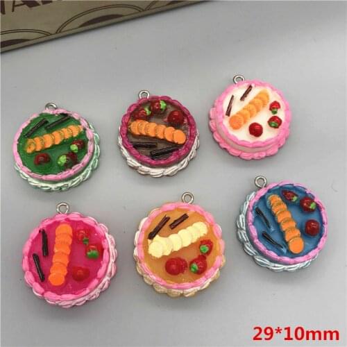 Lets start!set 10pcs,3D resin cakes.mixed colors.Resin 3D food Cabochon for phone/key chain decoration,DIY29x10mm