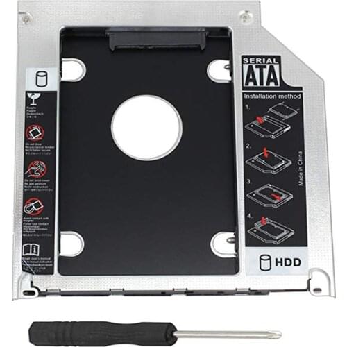 Hard Drive Caddy Tray 9.5mm Universal SATA 2nd HDD HD SSD Enclosure Hard Drive Caddy Case Tray, for 9.5mm Laptop CD / DVD-ROM