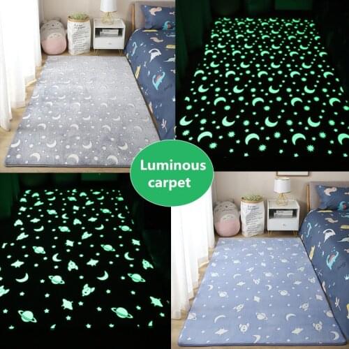 Home Living Room Carpet Long Bedroom Rug Luminous Fluffy Anti-slip Floor Area Rug Pink Stars Soft Rugs for Kids Room Doormat
